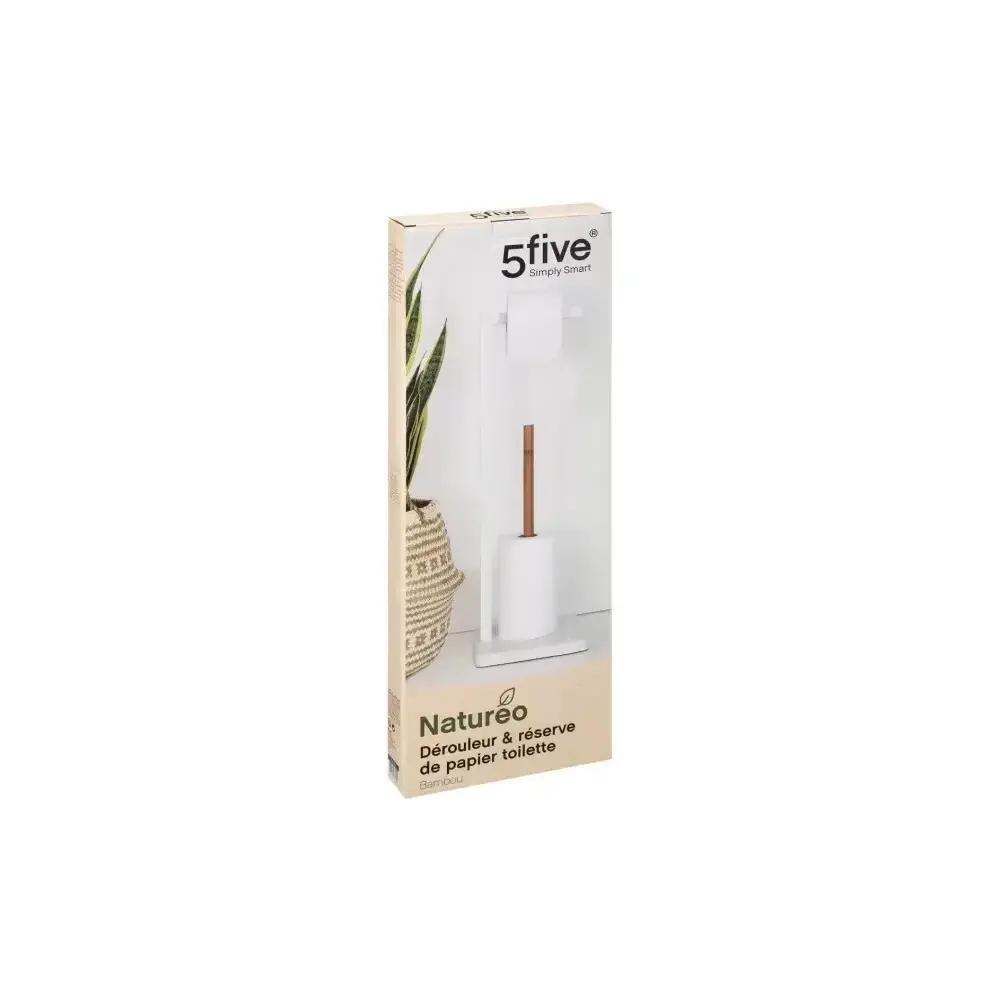 Portarotolo Metallo E Bambù H65 cm Bianco, Elegante Pratico…