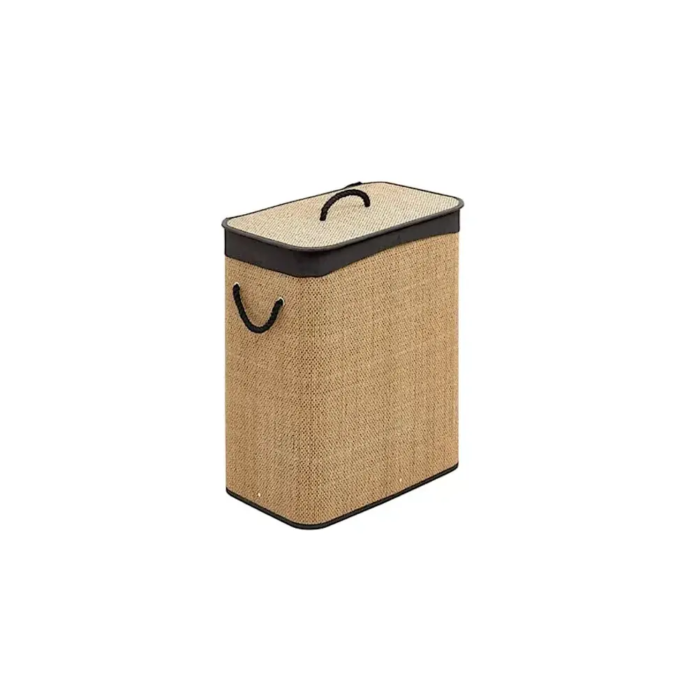 Portabiancheria 100 L, Bamboo Mdf, Tessuto Nero, Cesto Biancheria…