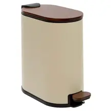 Pattumiera A Pedale Argileo Beige 5 Litri In Metallo E Bamboo 220361…