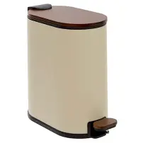 Pattumiera A Pedale Argileo Beige 5 Litri In Metallo E Bamboo 220361…