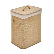 Portabiancheria 60 L, Bamboo Mdf, Bianco, Cesto Biancheria…