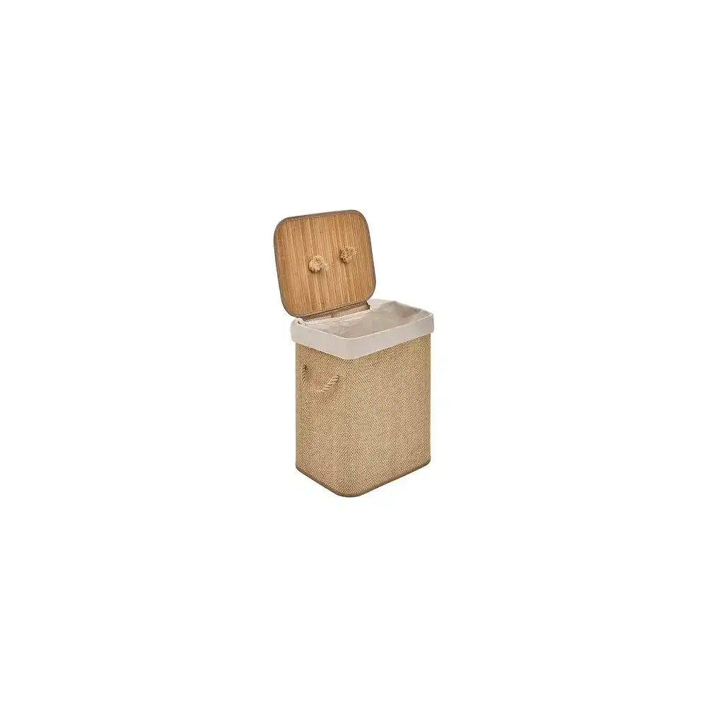 Portabiancheria 60 L, Bamboo Mdf, Bianco, Cesto Biancheria…