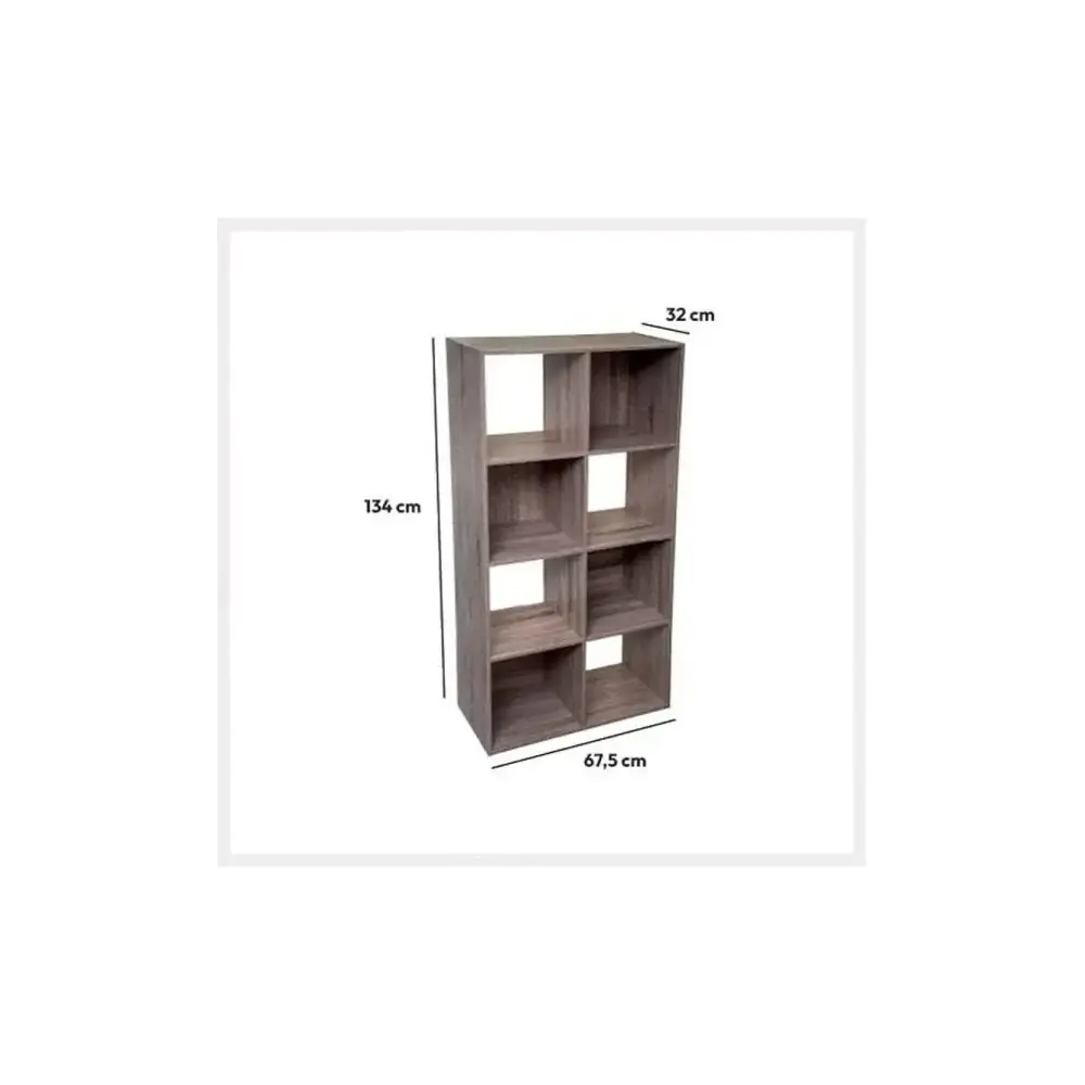 Scaffale Legno, 8 Scomparti, 67X32X134 cm, Libreria Mobile…