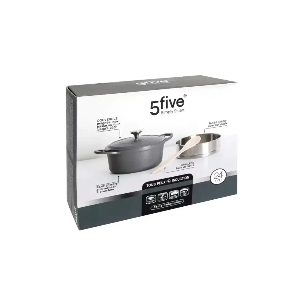 Vaporiera D24Cm Alluminio Pressato grigio 5FIVE - 5FIVE