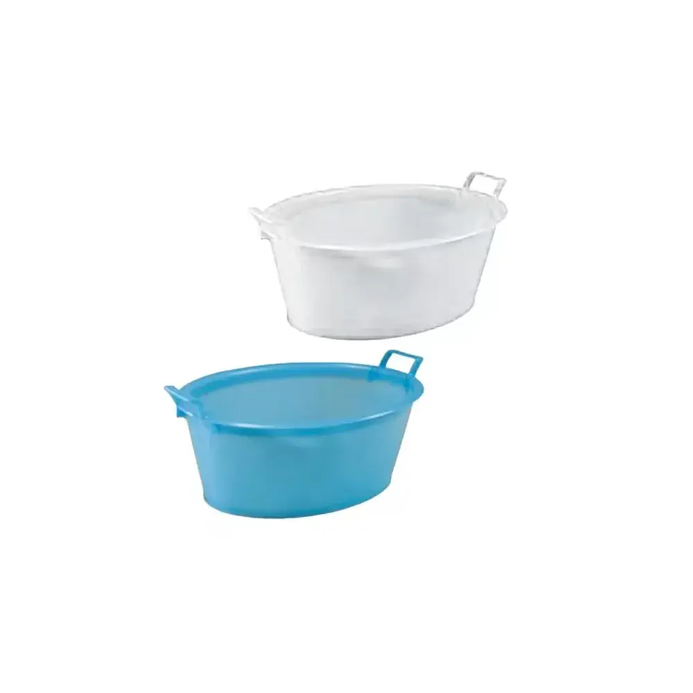 Bacinella Ovale Plastica 60x46x22 cm Plastime Bianca/Blu