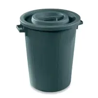 PLASTIME Bidone in plastica 50 Lt nero – Polietilene robusto