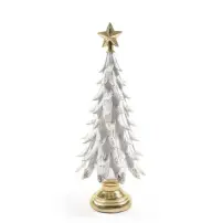 Albero di Natale Bianco e Oro in Resina 41 cm - MERCURY