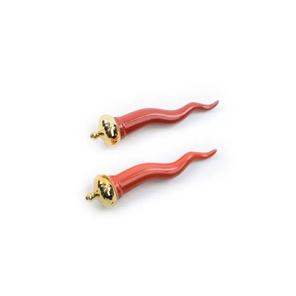 MERCURY Cornetto Rosso Portafortuna in Porcellana 5x21 cm